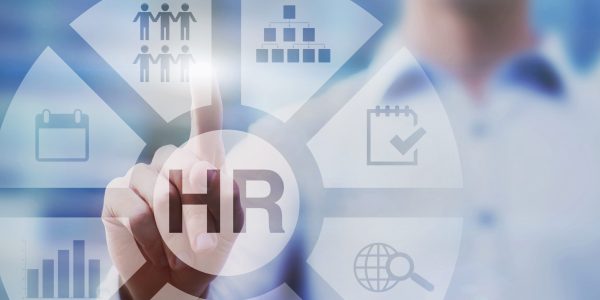 HR, human resources concept diagram on touch screen